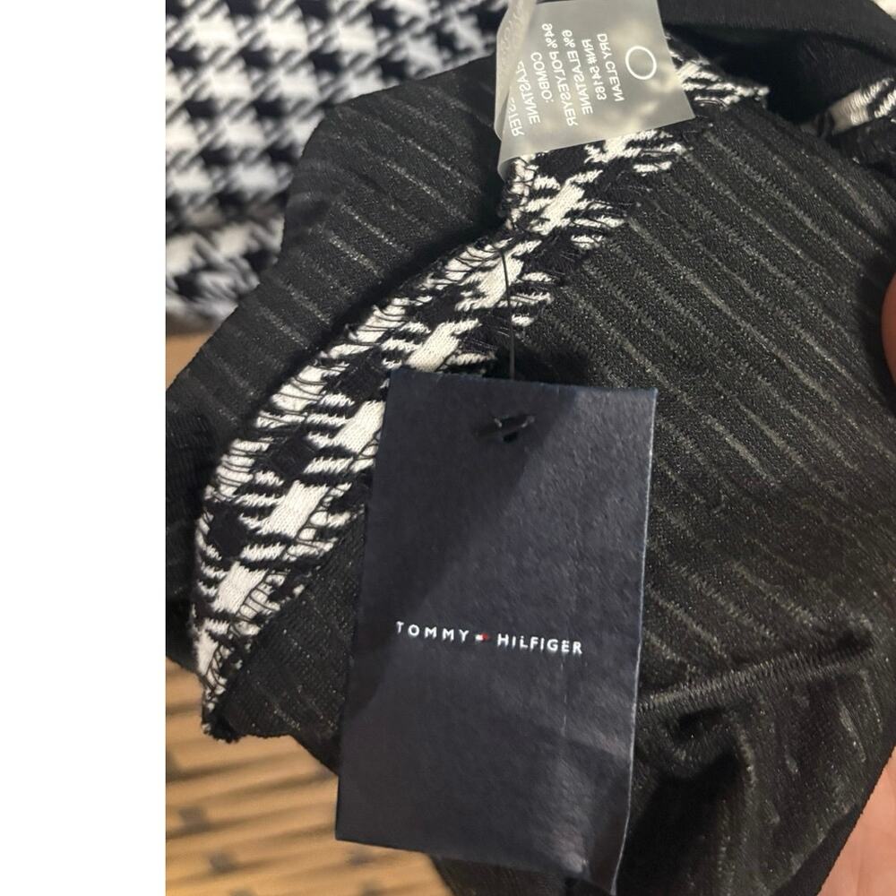 Tommy Hilfiger Black & White Houndstooth Print Short Sleeve Shift Dress Size 14 - Picture 8 of 9